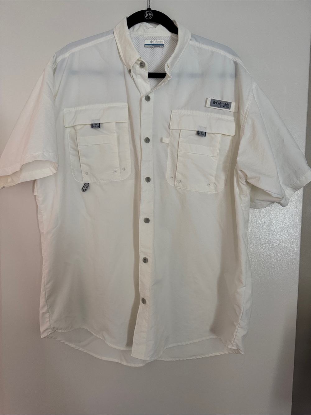 Columbia PFG Men’s Short Sleeve Button-Down Shirt - White/Cream, L